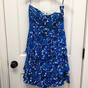 Cynthia Steffe blue tiered mini strapless dress